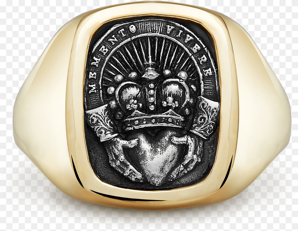 Yellow Gold Large Cushion Claddagh Badge Signet Engagement Ring, Accessories, Jewelry, Helmet Free Png Download