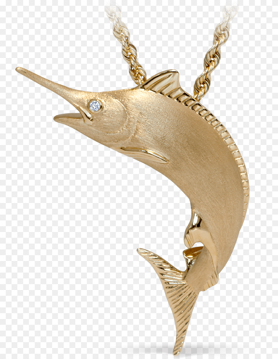 Yellow Gold Marlin Diamond Fish Necklace Pendant, Accessories, Bronze, Jewelry, Animal Free Png Download