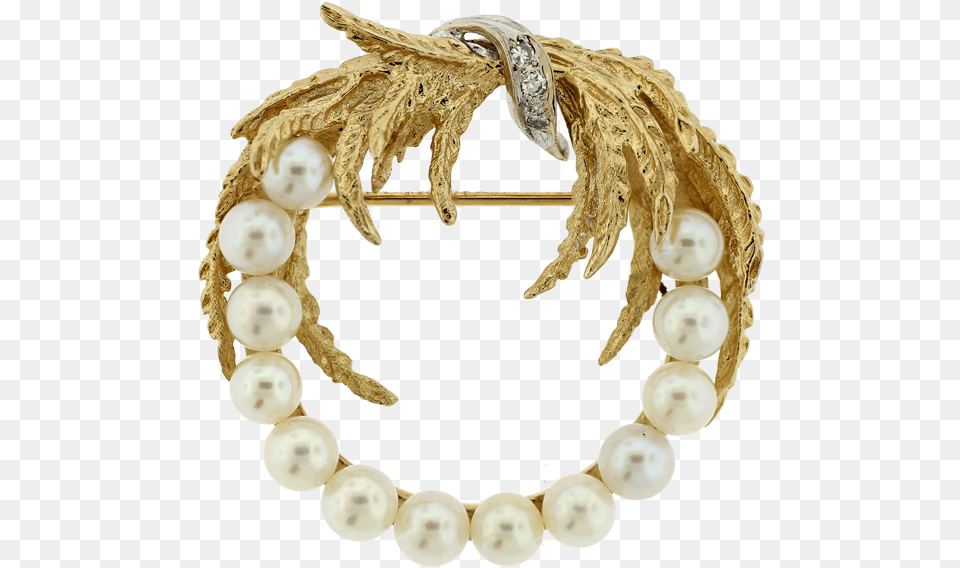 Yellow Gold Pearl Wreath Pin Pearl, Accessories, Jewelry, Bracelet Png