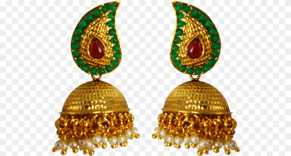 Yellow Gold Plated Indian Gold Jhumkas Replica Pearl Earrings Images Hd All, Accessories, Earring, Jewelry, Treasure Free Png Download