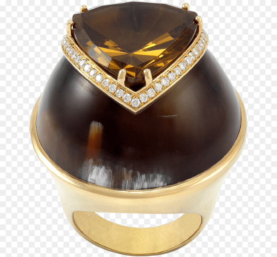 Yellow Gold Ring With Uphondo Citrus And Diamonds Brass, Accessories, Gemstone, Jewelry, Treasure Free Png Download