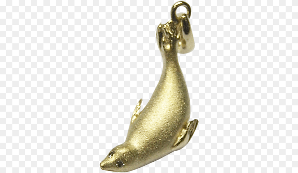 Yellow Gold Seal Pendant With Diamonds Pendant, Bronze, Animal, Fish, Sea Life Free Png