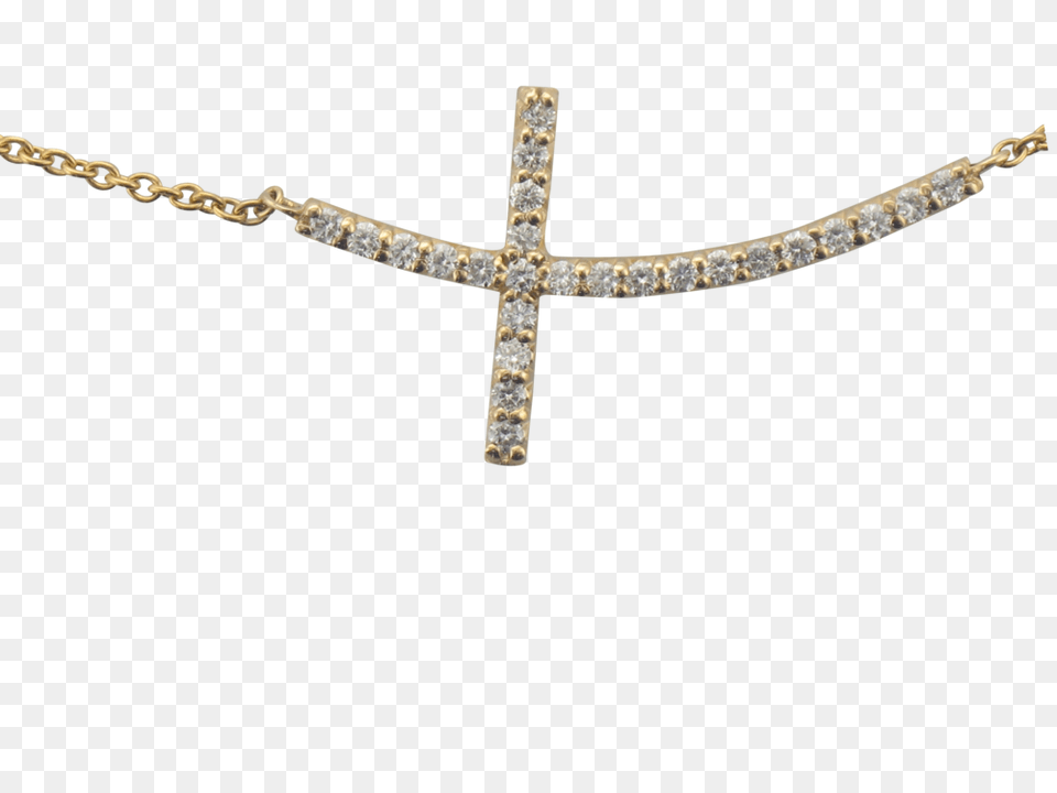 Yellow Gold Sideways Cross Diamond Necklace Scottsdale Fine, Accessories, Gemstone, Jewelry, Symbol Png Image