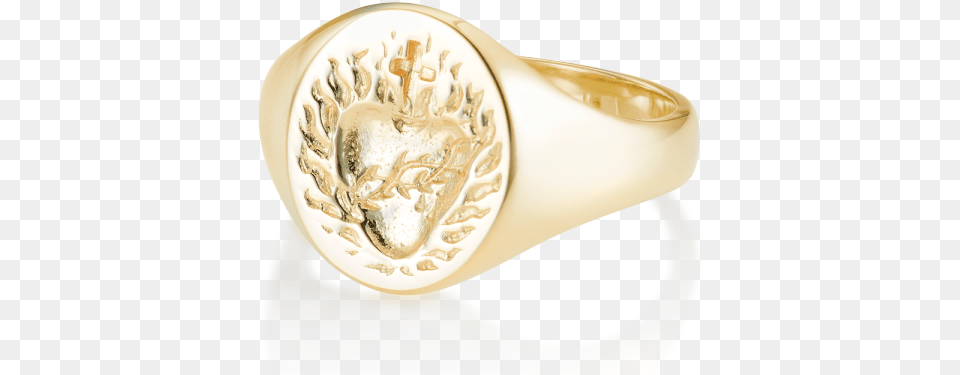Yellow Gold Signet Ring Sacred Heart Signet Ring, Accessories, Jewelry Png Image