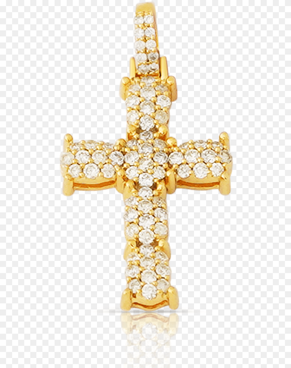 Yellow Gold Small Cross Pendant Karma Oorbellen Kruisje, Symbol, Accessories, Diamond, Gemstone Png Image