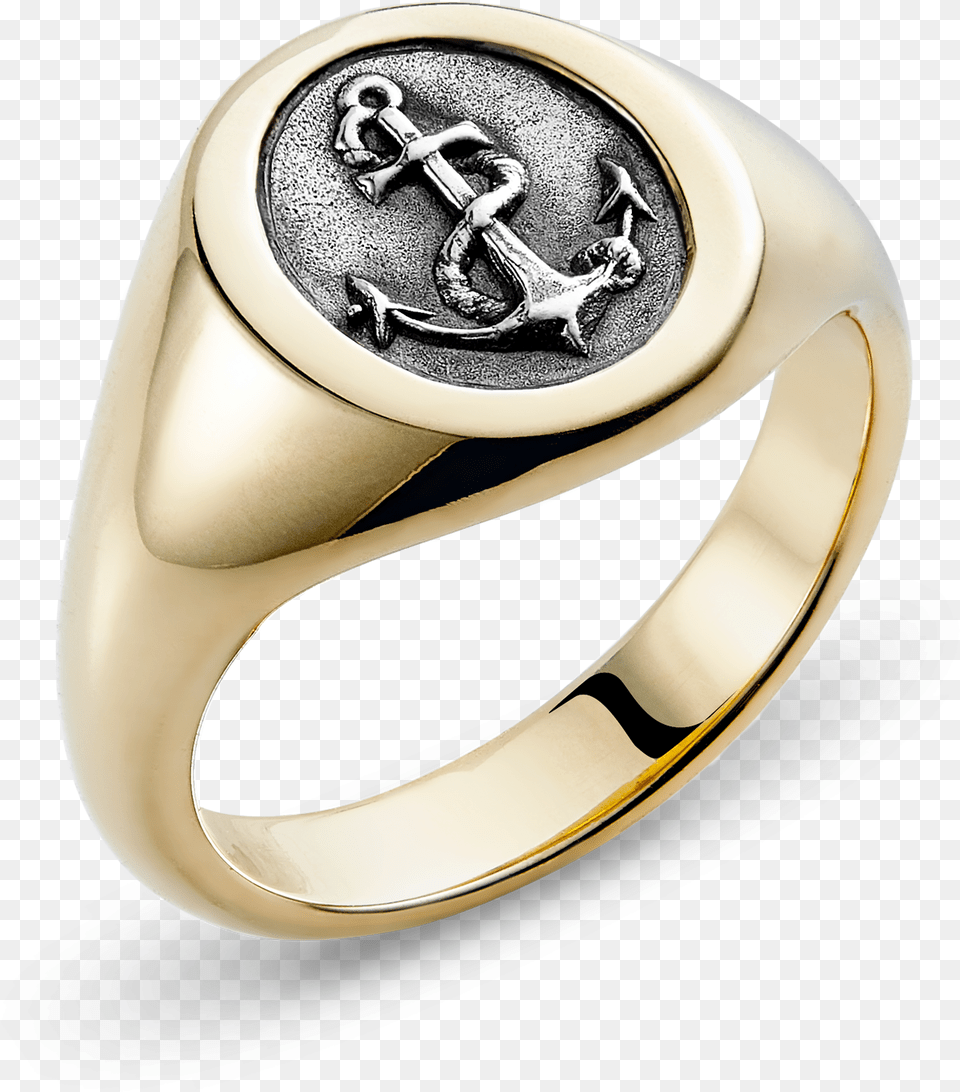 Yellow Gold Small Oval Hopes Anchor Signet Ring Anchor Signet Ring, Accessories, Jewelry Png