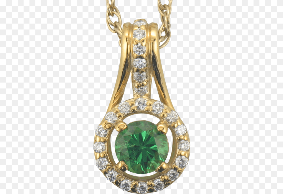 Yellow Gold Tsavorite Garnet Diamond Halo Pendant U2014 Scottsdale Fine Jewelers, Accessories, Gemstone, Jewelry, Emerald Free Png