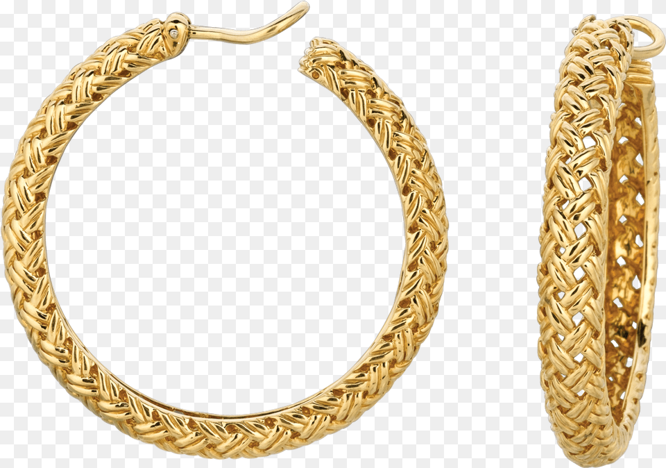 Yellow Gold Vannerie Large Hoop Big Hoop Gold Earring, Accessories, Jewelry, Bracelet, Necklace Free Png
