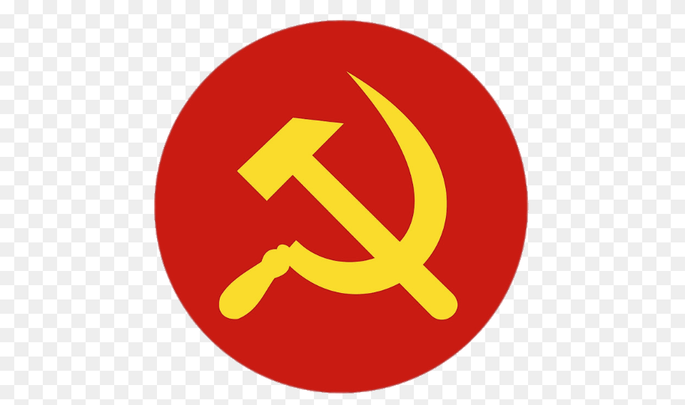 Yellow Hammer And Sickle In Red Circle, Sign, Symbol Free Png Download