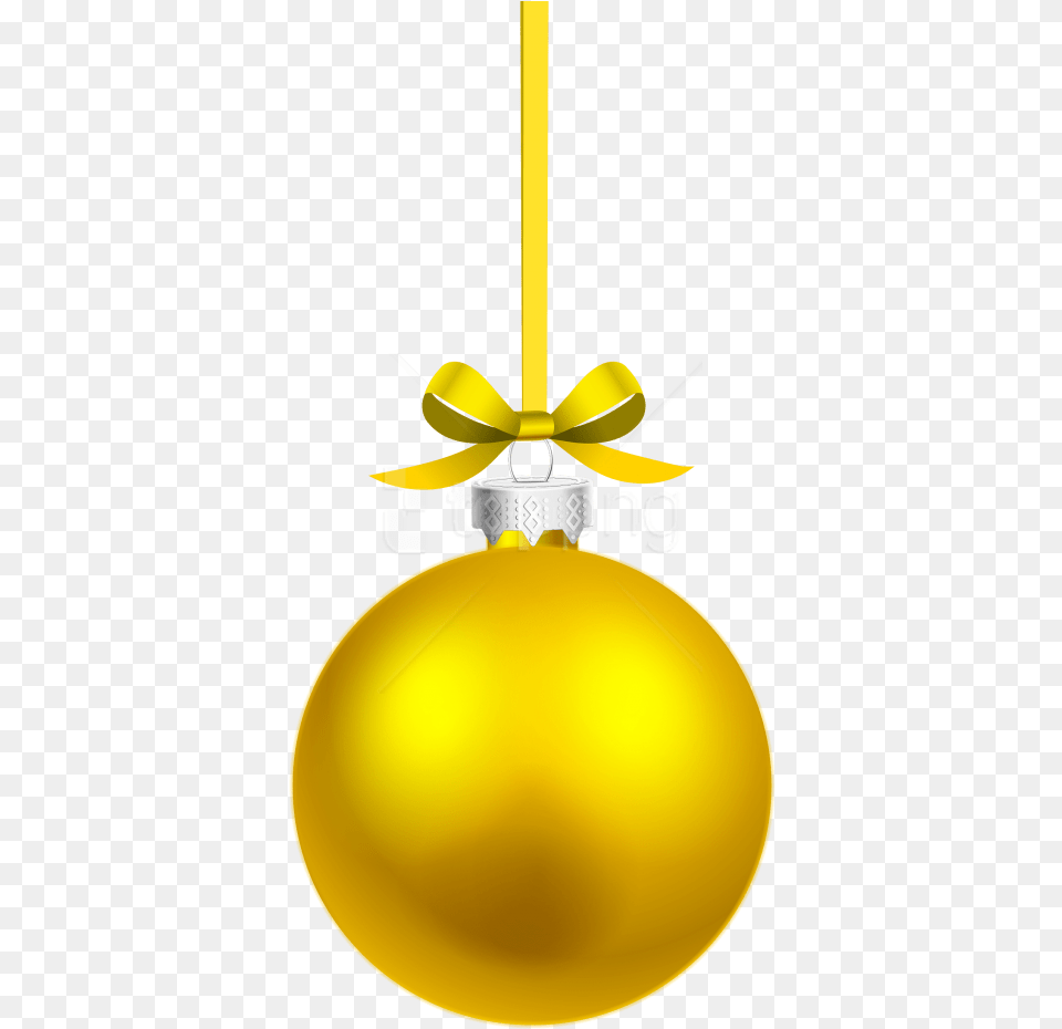 Yellow Hanging Christmas Ball Images Gold Hanging Christmas Ball, Lighting, Light Free Png Download