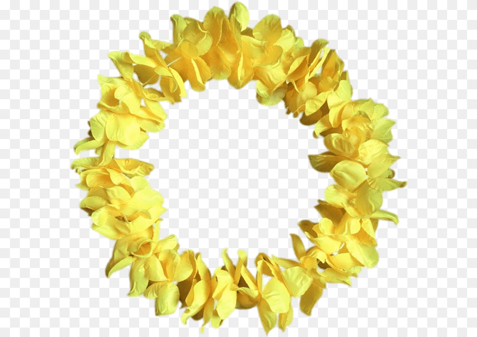 Yellow Hawaiian Flower Necklace Transparent Stickpng Transparent Hawaiian Lei Flower Necklace, Accessories, Flower Arrangement, Ornament, Petal Png