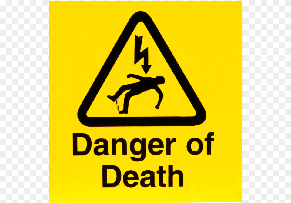 Yellow High Voltage Sign Hd Quality Danger Of Death Sign, Symbol, Person, Road Sign Free Png