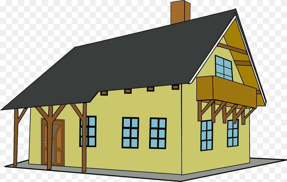 Yellow House Clipart, Architecture, Outdoors, Housing, Cottage Png Image