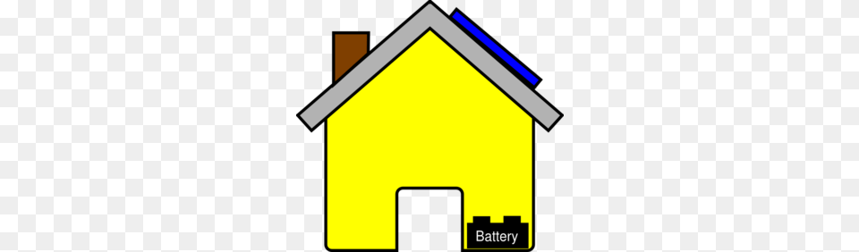 Yellow House With Solar Panel And Battery Clip Art, Dog House, Blackboard Png