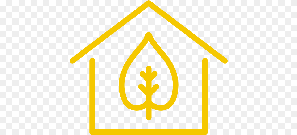 Yellow Icon Of A House With A Leaf In The Middle Icon, Symbol Png Image