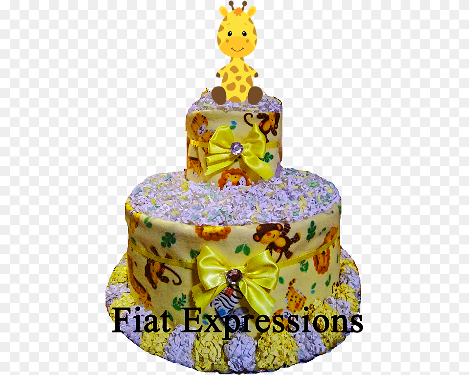 Yellow Jungle Safari Diaper Cake Birthday Cake, Birthday Cake, Cream, Dessert, Food Png