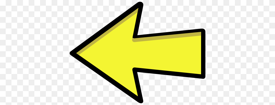 Yellow Left Arrow Clip Art, Symbol, Arrowhead, Weapon, Sign Free Png