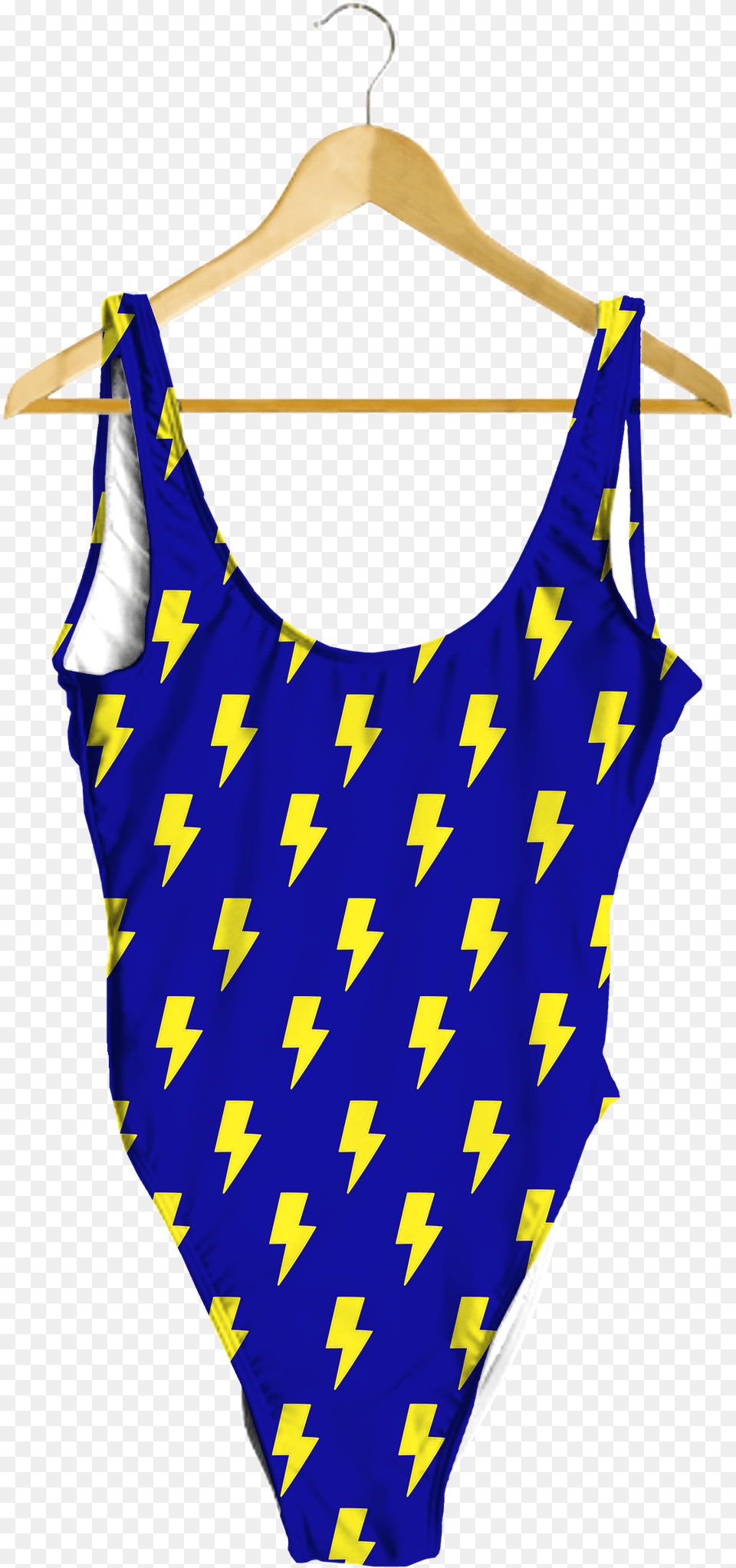 Yellow Lightning Bolts On Blue One Piece One Piece Swimsuit, Clothing, Swimwear, Blouse, Adult Free Transparent Png