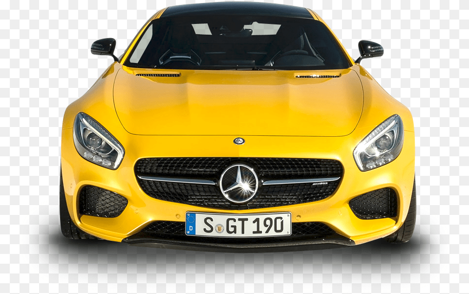 Yellow Mercedes Amg Gt Solarbeam Car Front Image Pngpix Yellow Mercedes Benz, Transportation, Vehicle, Bumper, License Plate Free Transparent Png