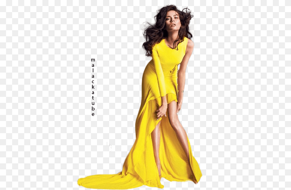 Yellow Model, Adult, Silk, Person, Gown Free Png Download