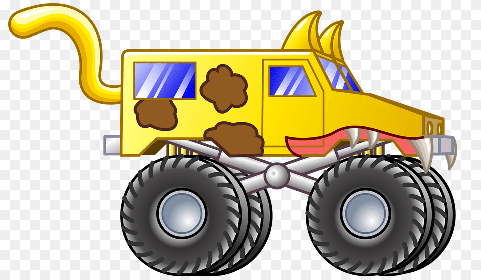 Yellow Monster Truck Clipart, Carriage, Transportation, Vehicle, Bulldozer Free Png