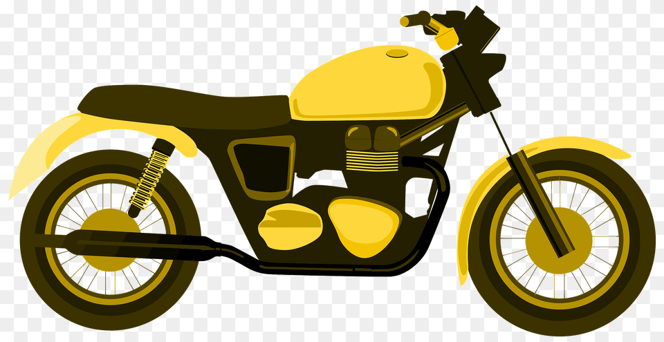 Yellow Motorcycle Clipart, Transportation, Vehicle, Machine, Spoke Free Png
