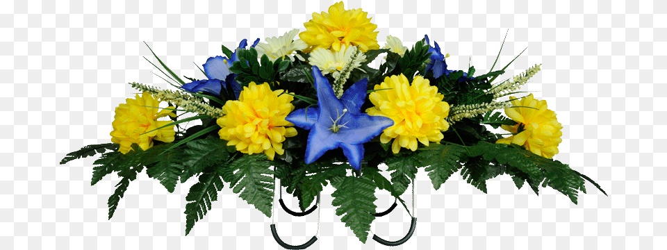 Yellow Mums And Blue Stargazer Lily Blue Yellow Bouquet Of Flowers, Flower, Flower Arrangement, Flower Bouquet, Plant Free Png Download