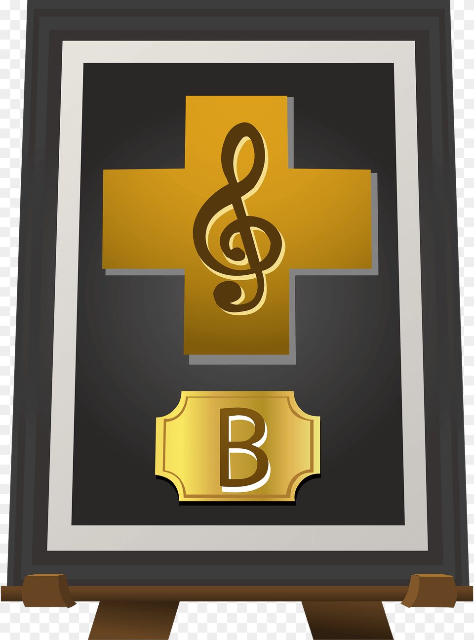 Yellow Music Trophy Clipart, Cross, Symbol, Text, Blackboard Png