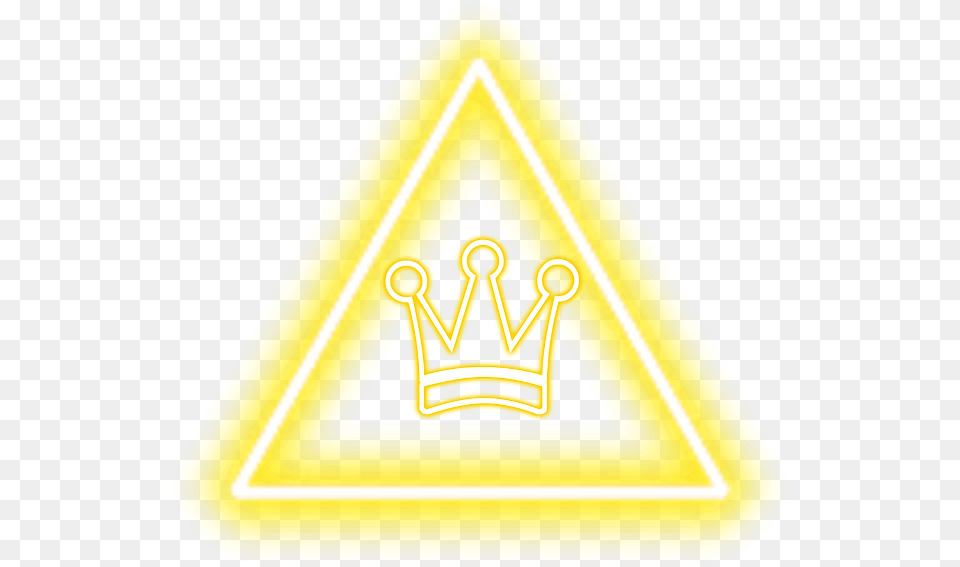 Yellow Neon Crown In Yellow Neon Triangle Emblem, Sign, Symbol Png Image