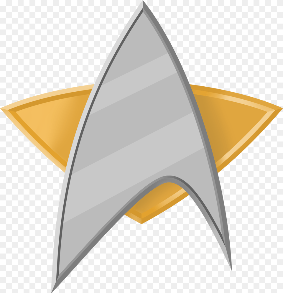 Yellow Next Generation Starfleet Insignia, Badge, Logo, Symbol, Weapon Free Png Download