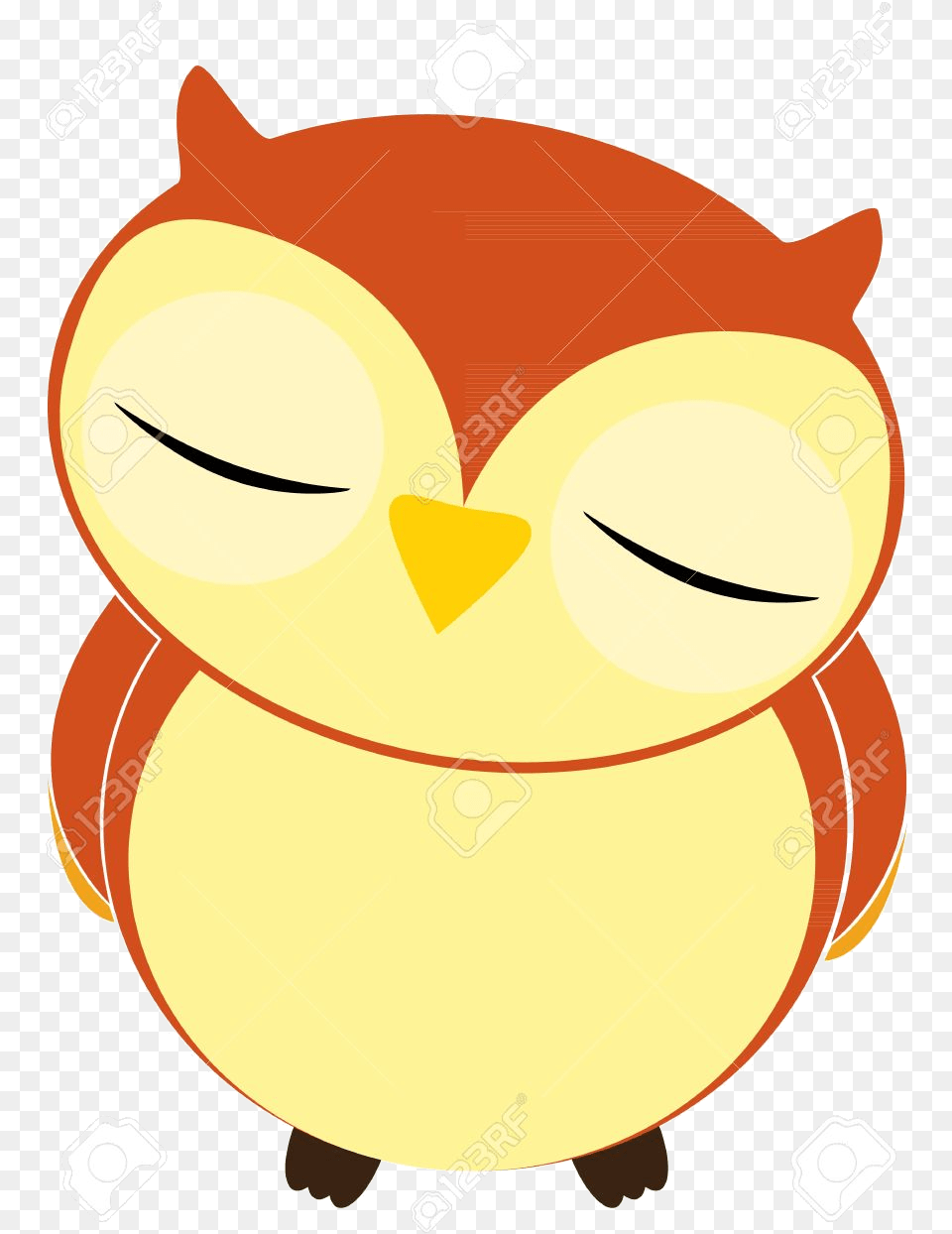 Yellow Owl Sleeping Clipart Transparent Cartoon, Animal, Cat, Mammal, Pet Png Image