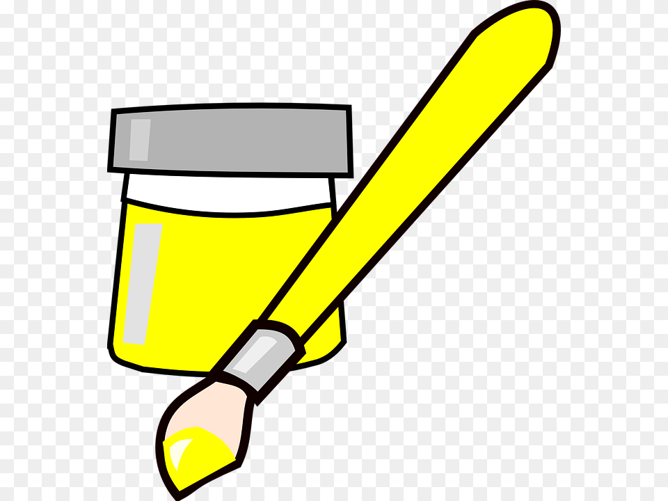 Yellow Paint Brush Clipart Paint Brush Clip Art, Device, Tool, Grass, Lawn Png