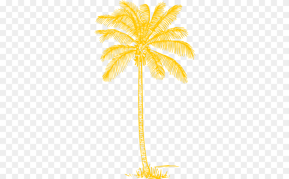 Yellow Palm Tree Clip Art Coconut Tree Clipart Black And Palm Tree Drawing, Palm Tree, Plant, Vegetation, Animal Png