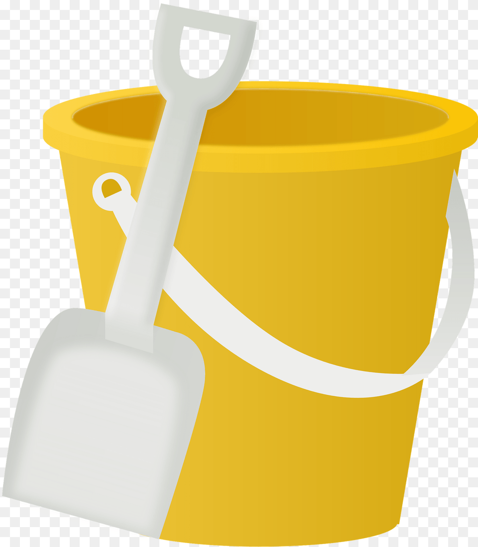 Yellow Plastic Sand Bucket And White Sand Shovel Clipart, Device Png Image