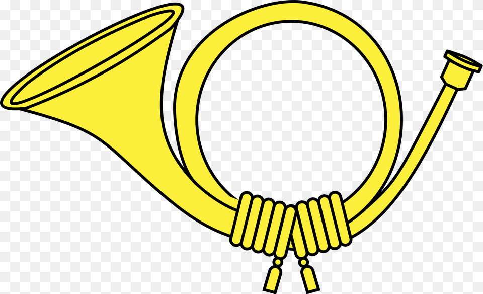Yellow Post Horn Clipart, Brass Section, Musical Instrument, Bugle Png