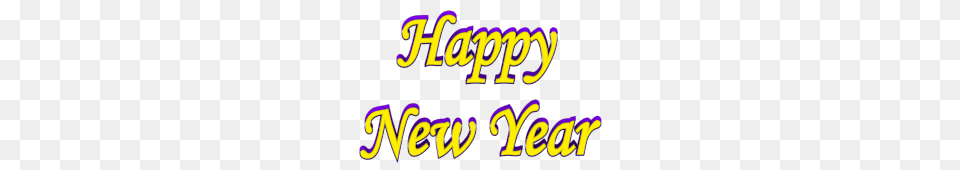 Yellow Purple Happy New Year Shadow Bordered Clip Art Uv Associates, Text, Dynamite, Light, Weapon Png