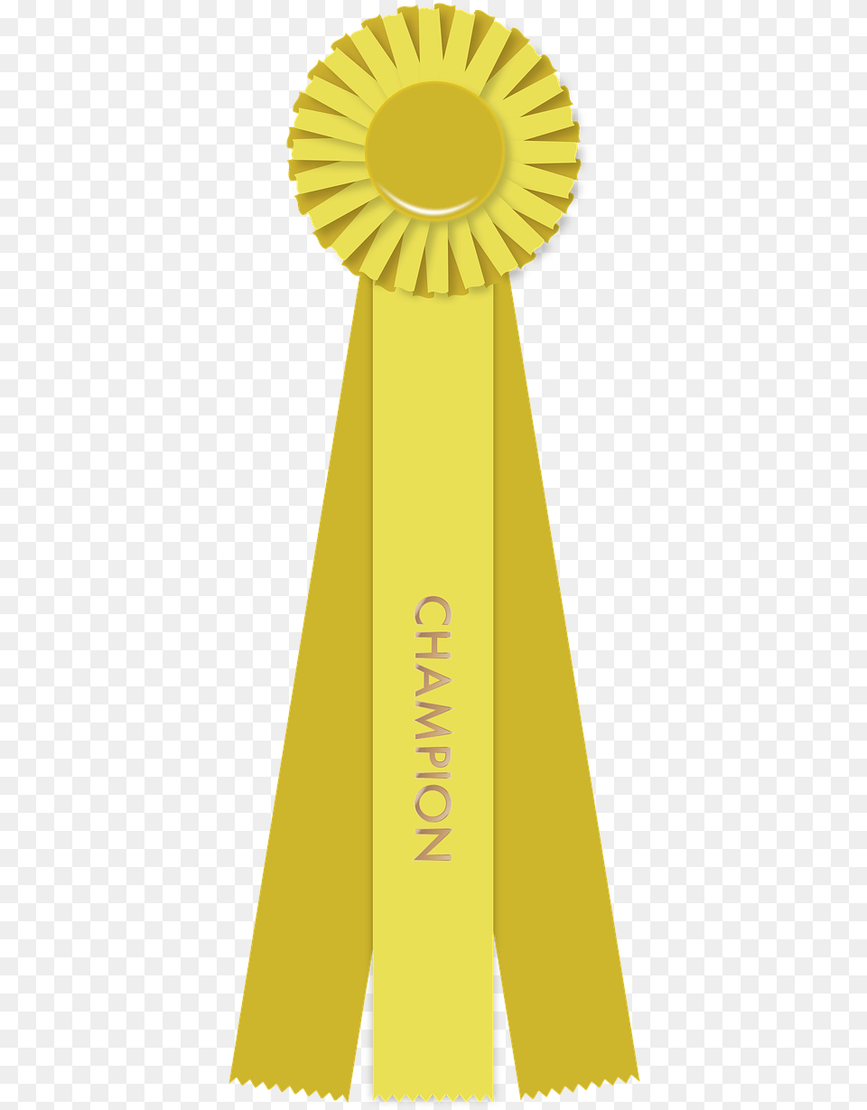 Yellow Ribbon Champion Winner On Pixabay Ribbon Champion, Gold, Trophy Free Transparent Png
