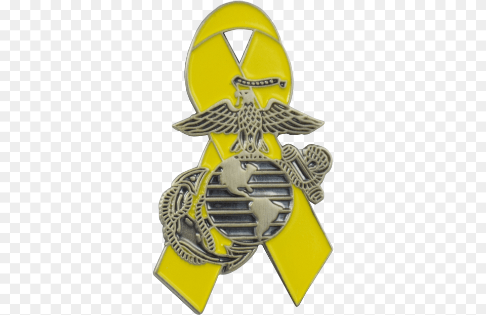 Yellow Ribbon With Ega Pin Medal, Badge, Logo, Symbol Png