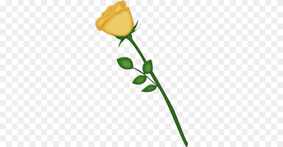 Yellow Rose Scrapbook Flowers Leaves Trees My, Bud, Flower, Plant, Sprout Free Png Download