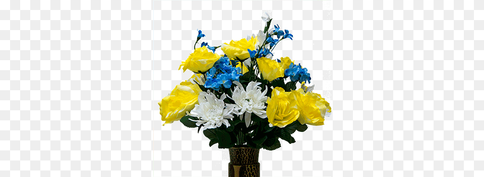 Yellow Rose With Blue Hydrangea, Flower, Flower Arrangement, Flower Bouquet, Plant Png