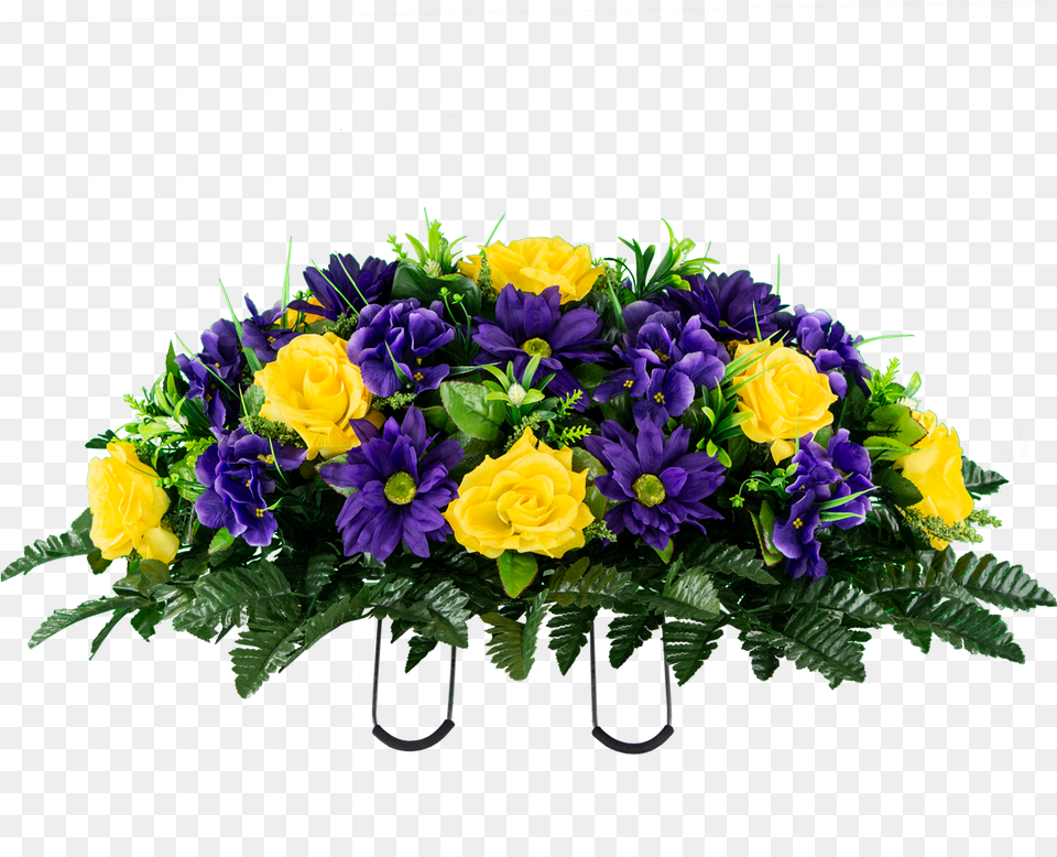 Yellow Rose With Purple Daisy Bouquet, Art, Flower, Flower Arrangement, Flower Bouquet Png Image
