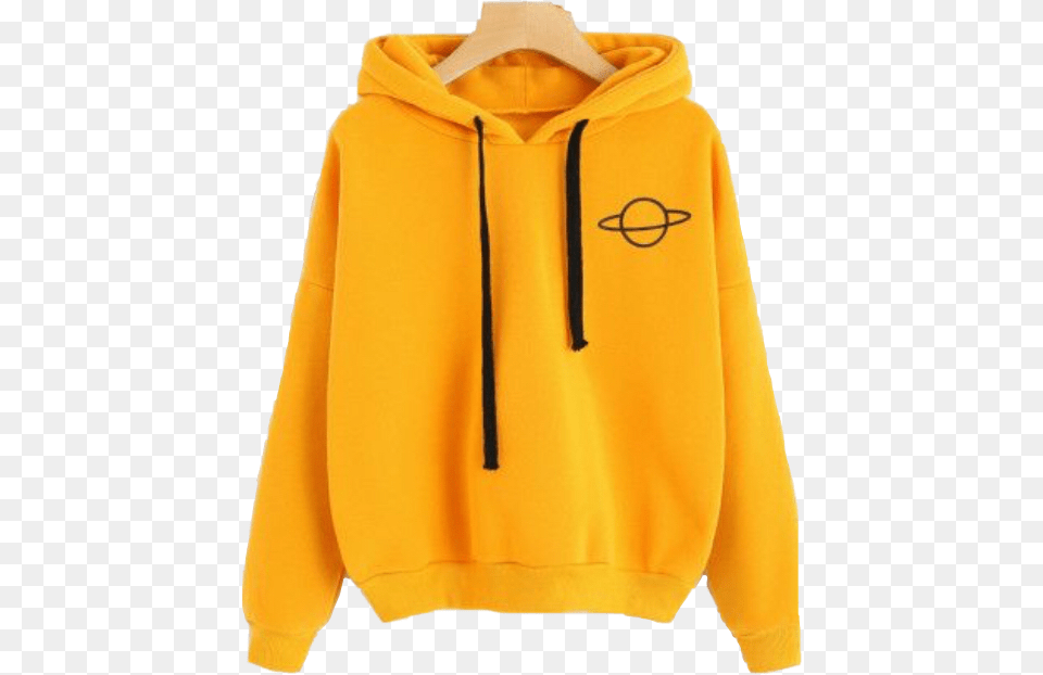 Yellow Saturn Space Planet Black Hoodie Sweater Hoodies For Women, Clothing, Knitwear, Sweatshirt, Hood Free Png