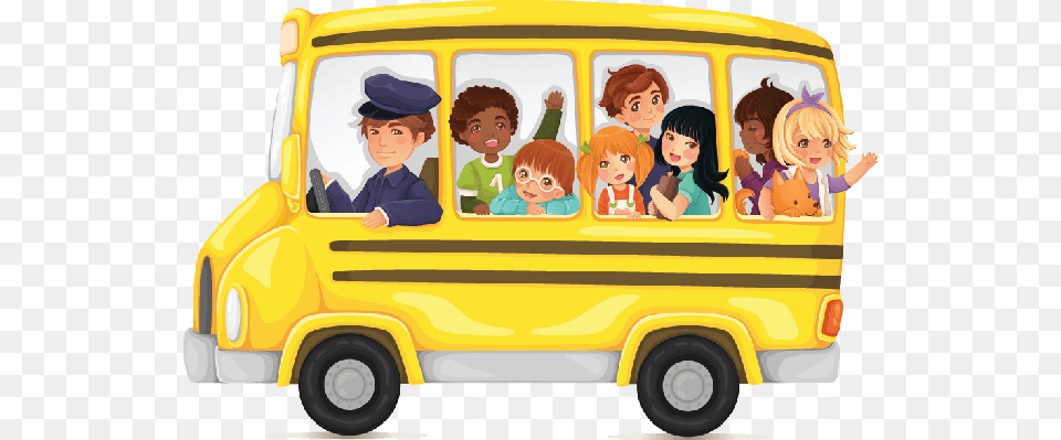 Yellow School Bus Full Of Cute And Happy Kids Clipart School Bus Clipart, Vehicle, Transportation, School Bus, Baby Free Transparent Png