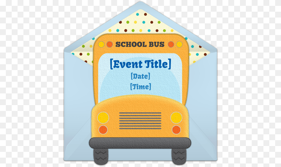 Yellow School Bus Online Invitation From Punchbowl Back To School Kitty Theme, School Bus, Transportation, Vehicle, Bus Stop Free Transparent Png