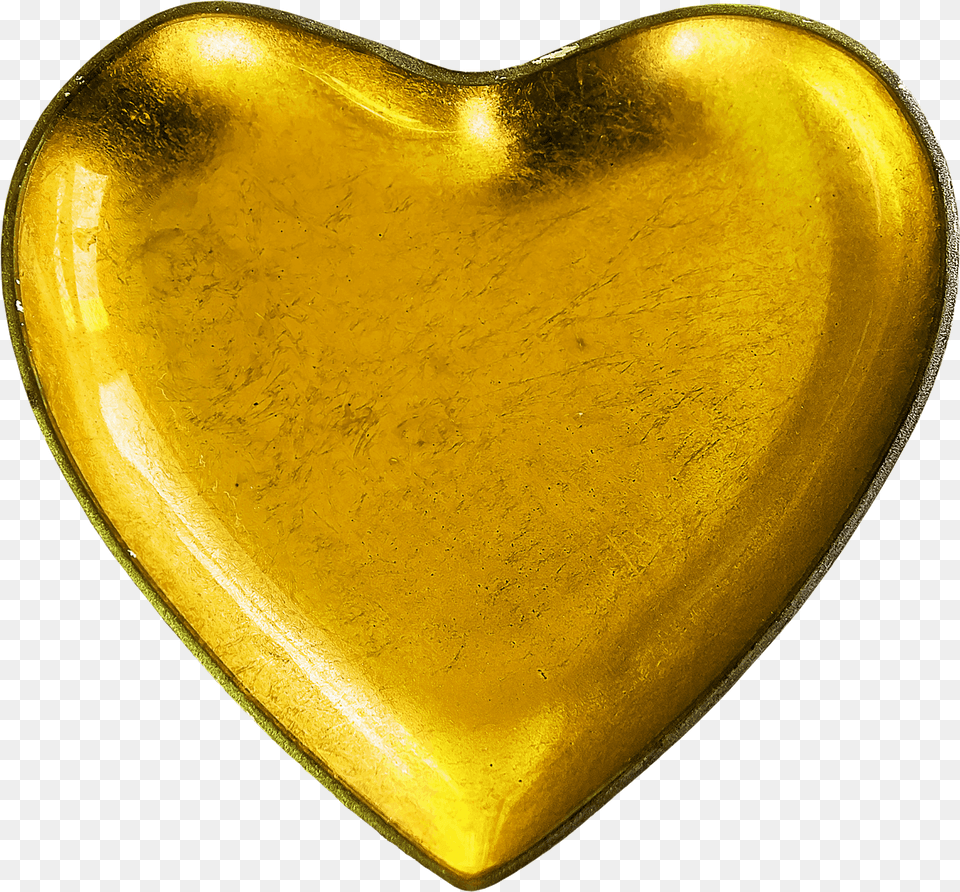 Yellow Shape Heart Love Romance Heart, Gold Png