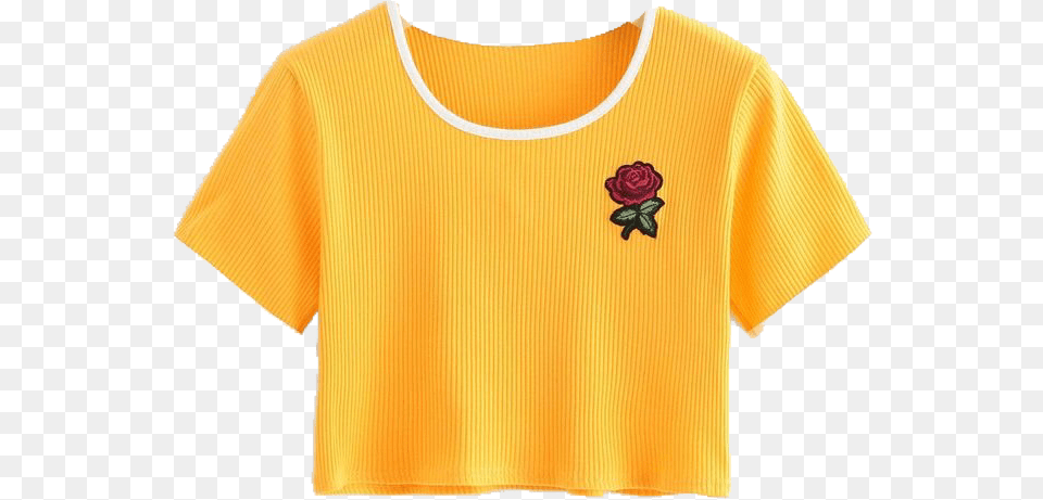 Yellow Shirt Croptop Fashion Cute Trendy Crop Tees, Clothing, T-shirt, Flower, Plant Free Transparent Png