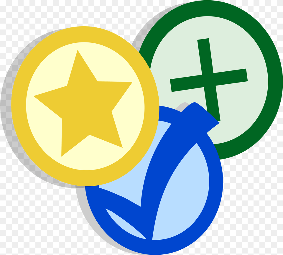 Yellow Star Blue Check Green Plus Verificacion De Informacion, Star Symbol, Symbol Free Png Download