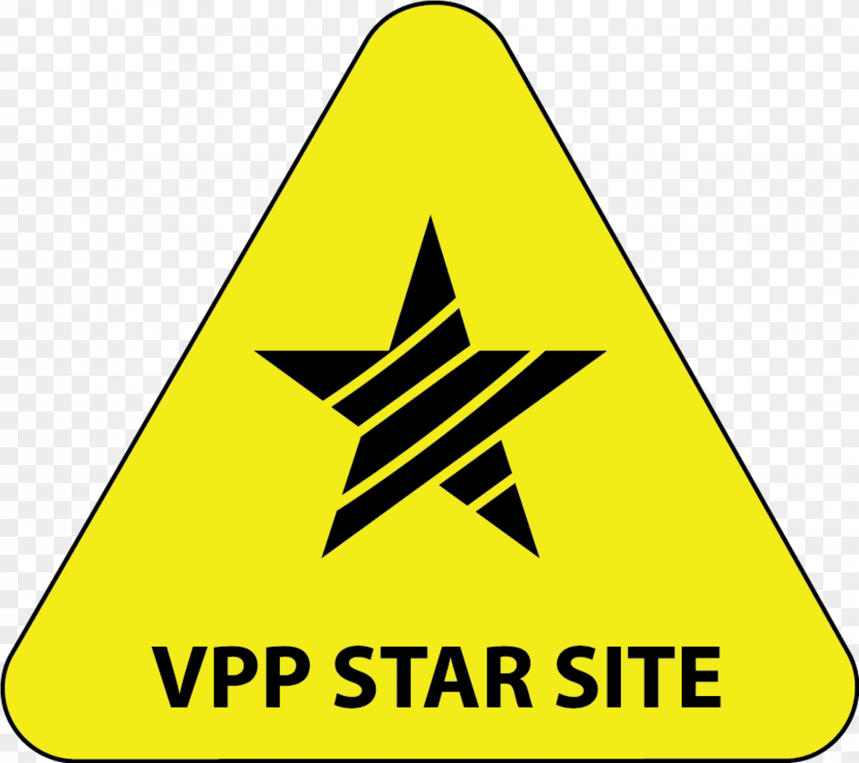Yellow Star Site Triangle Hard Hat Decal, Sign, Symbol Free Png Download