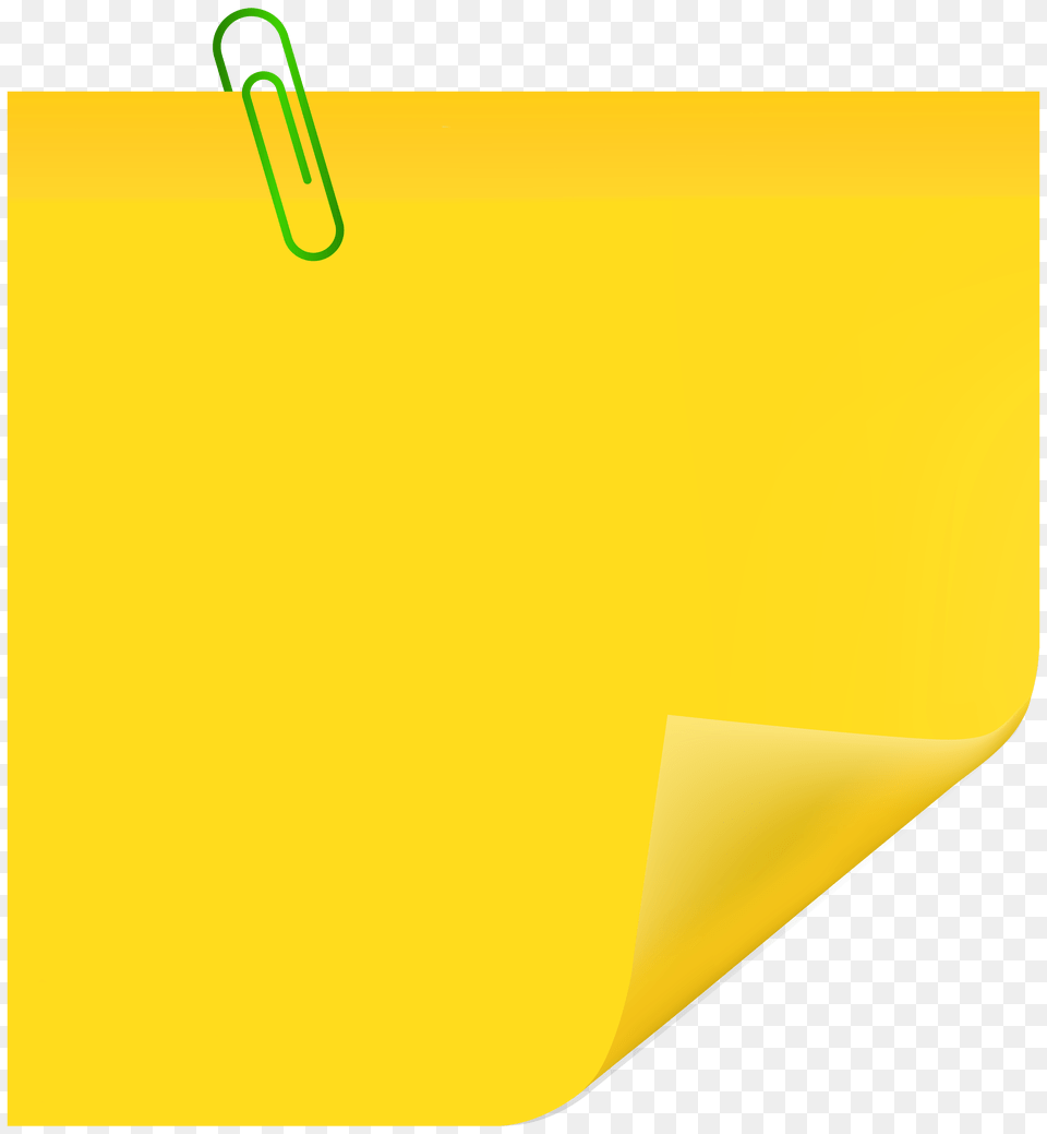 Yellow Sticky Note With Paperclip Clip Art Png Image