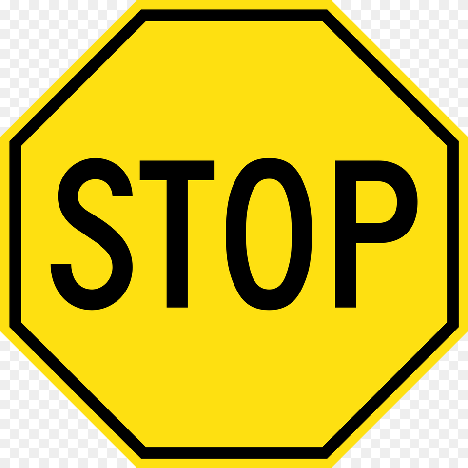 Yellow Stop Sign, Road Sign, Symbol, Stopsign Free Png